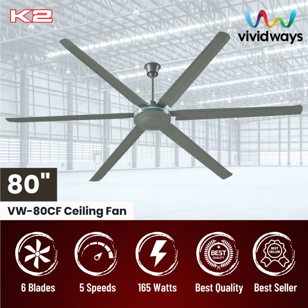 K2 VIVIDWAYS VW80CF 80" INCH/VW100CF 100" INCH CEILING FAN 6 BLADES 5