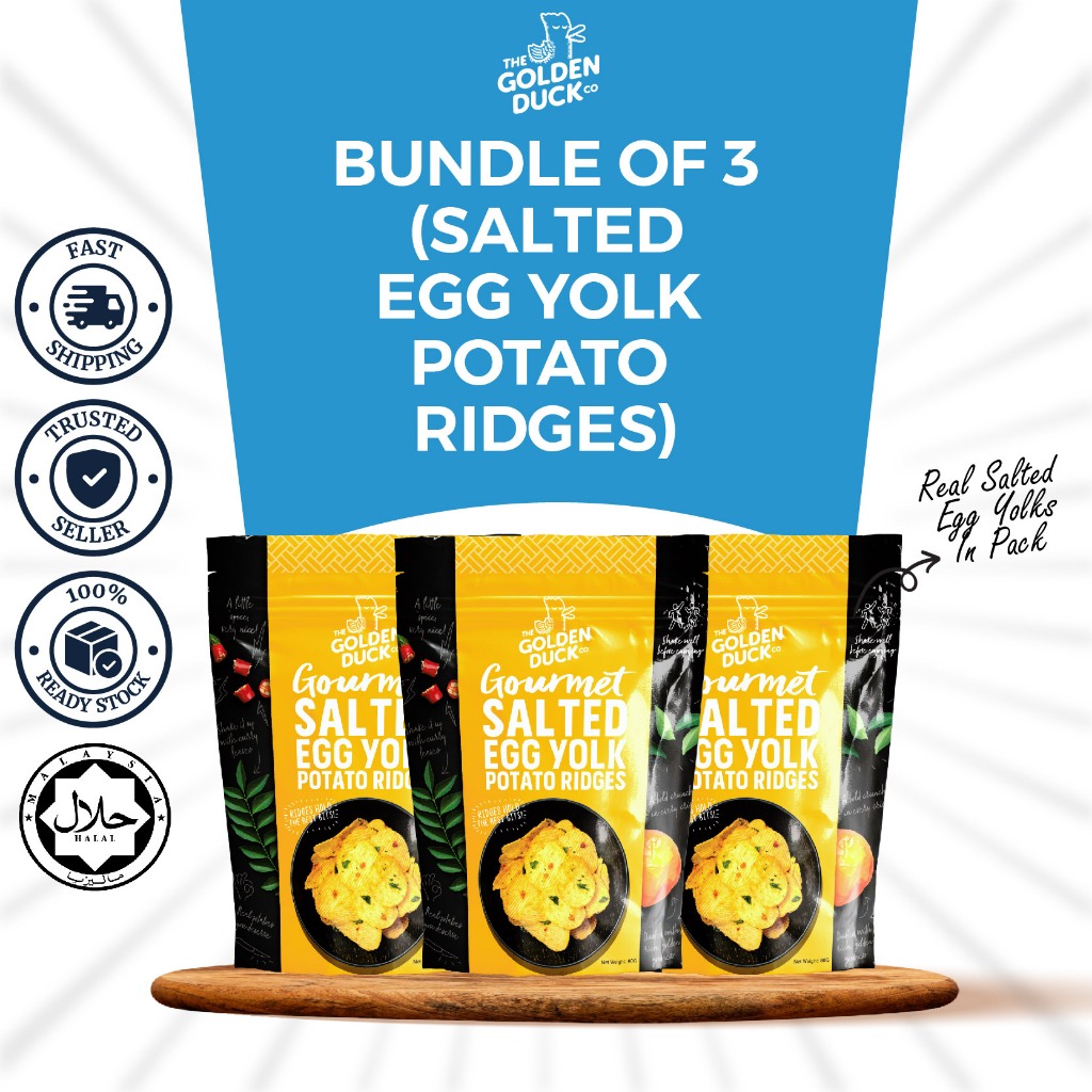 The Golden Duck Salted Egg Yolk Potato Ridges Potato Chips Snacks (3 ...