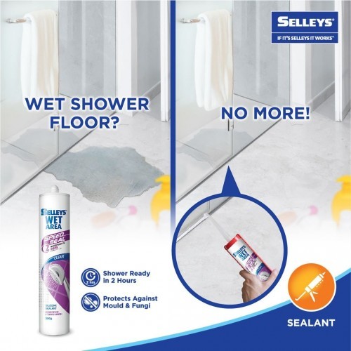 FAST DRY SILICONE SEALANT, ANTI FUNGUS, CLEAR & WHITE, 300G, SELLEYS