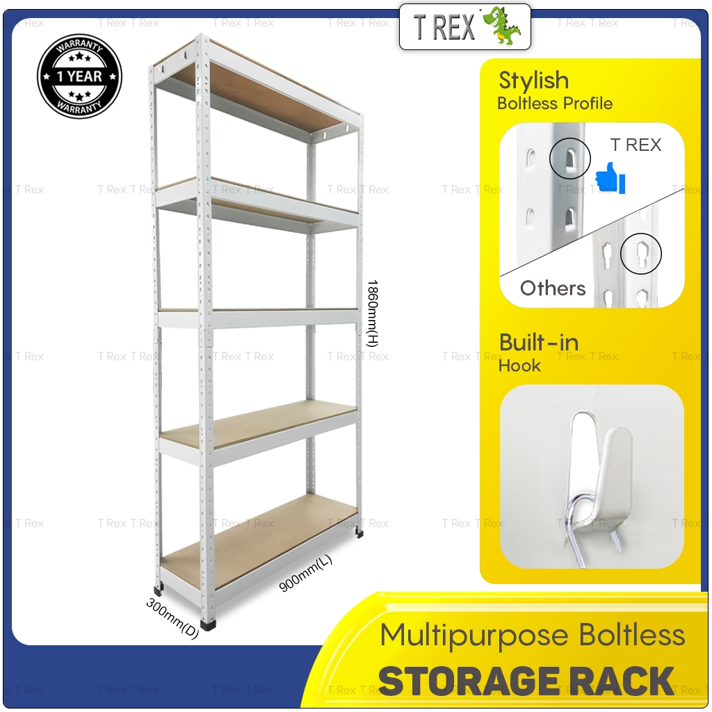 T Rex Multipurpose 5 Tier Boltless Storage Rack Shelve Rack / Rak ...