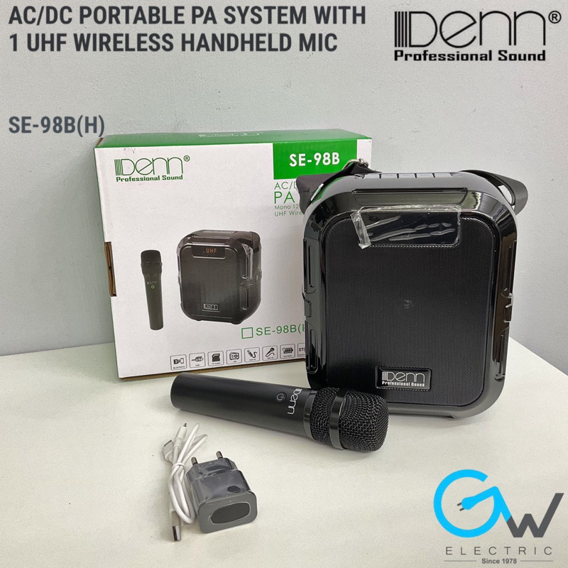 Denn Pa System With Wireless Mic DENN SE-98B AC/DC Portable