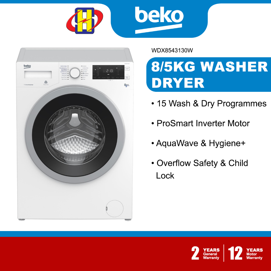Beko Washer Dryer (8KG/5KG) ProSmart Inverter AquaWave Front Load