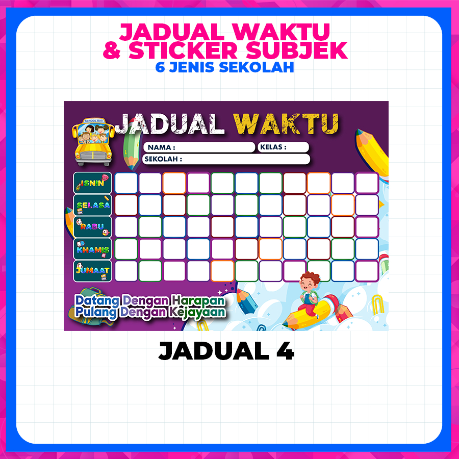 Jadual Waktu Kelas Boleh Ubah, Sticker Subjek 6 Jenis Sekolah Murid ...