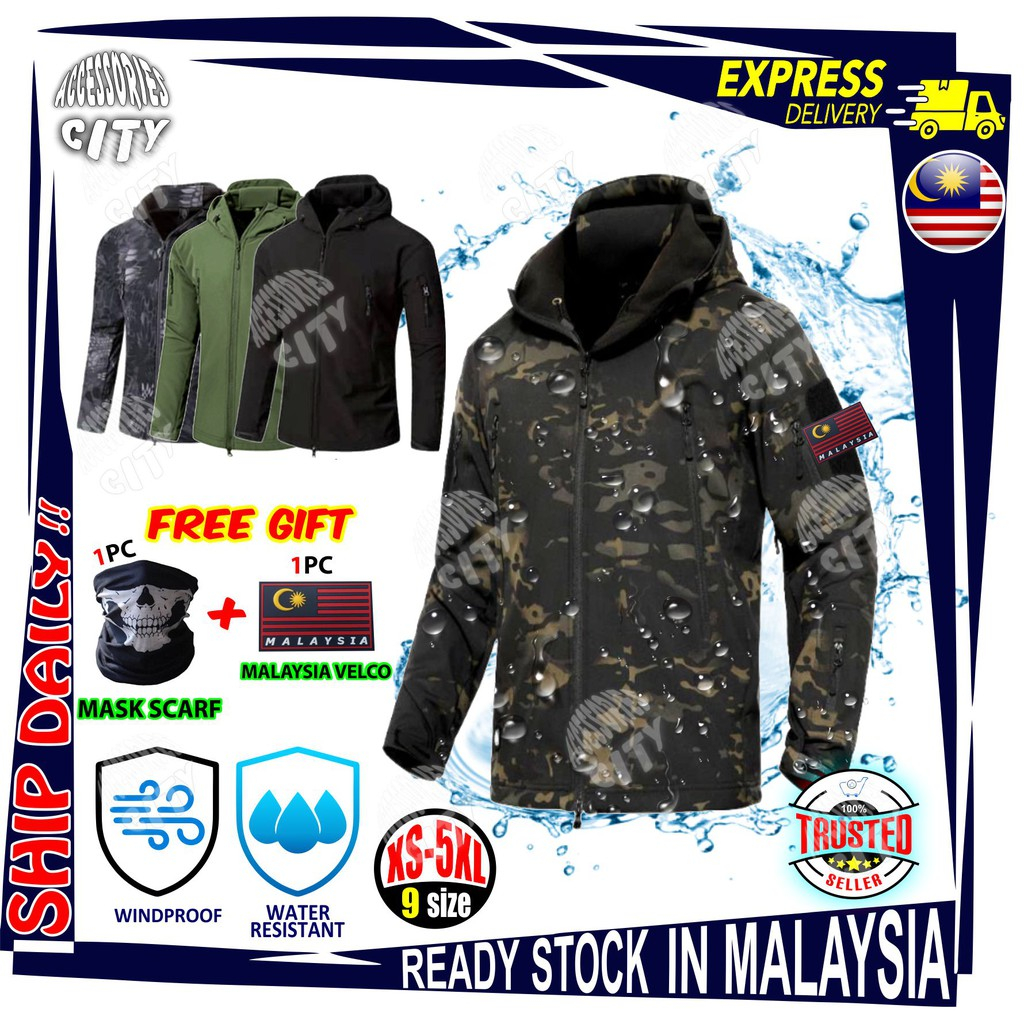 Jacket Waterproof Malaysia Sharkskin Jacket Lelaki Shark Skin Sweater Windbreaker Motorcycle
