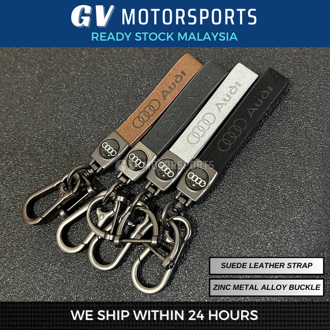 READY STOCK Audi Car Keychain High Grade Suede Leather Zink Metal Alloy