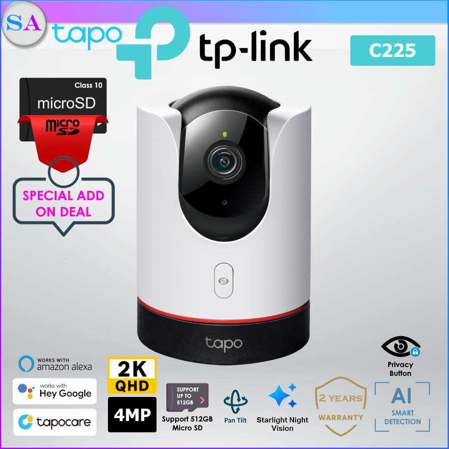 TP-Link Tapo C225 CCTV Pan Tilt AI Home WiFi Network Security Camera ...