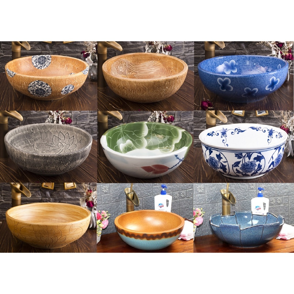 HAND MADE CERAMIC BASIN DESIGNER ART BASIN ABOVE COUNTER TOP ART SINK ...