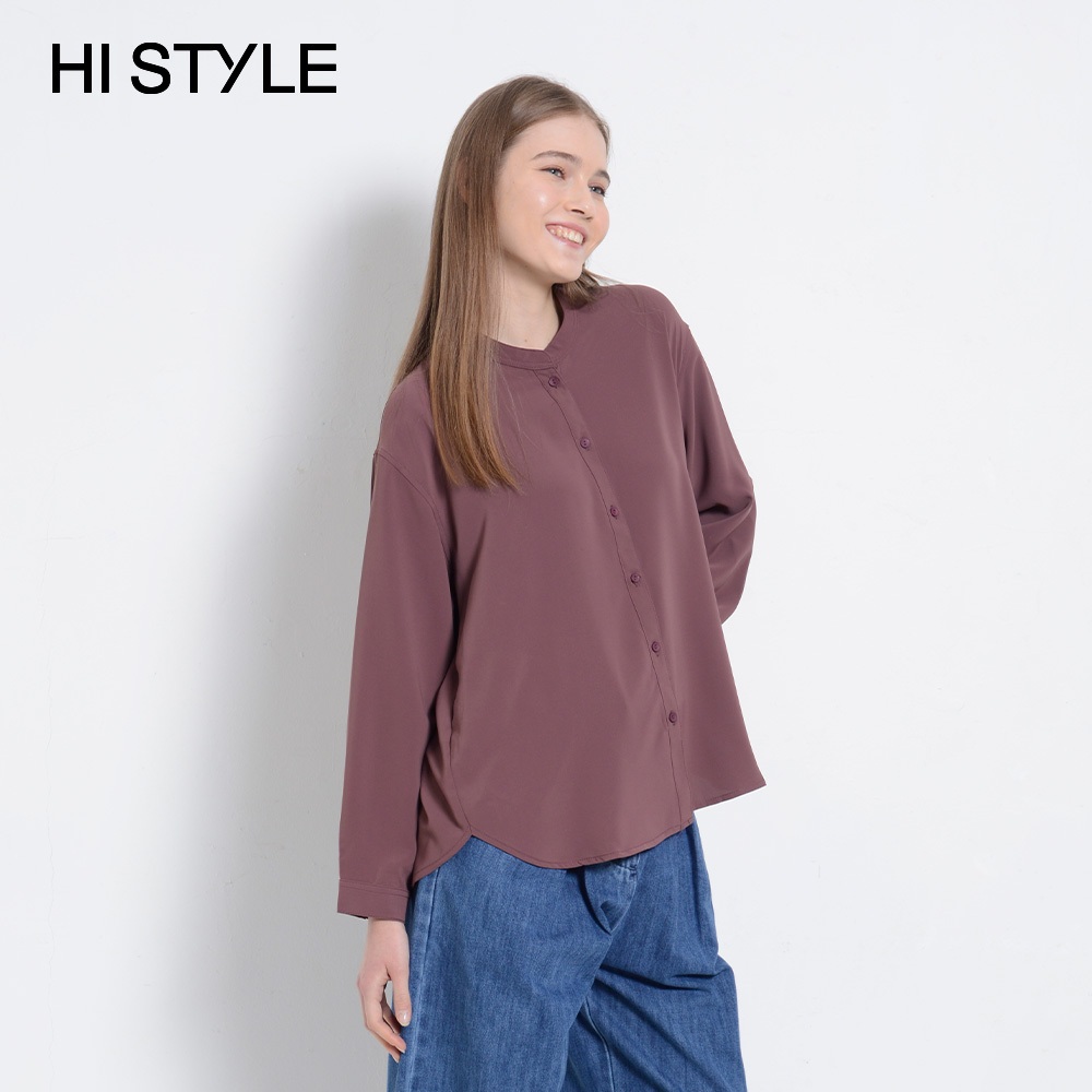 HI STYLE Women Long Sleeve Shirt - Dark Brown - FVK310337 / Baju Lengan ...