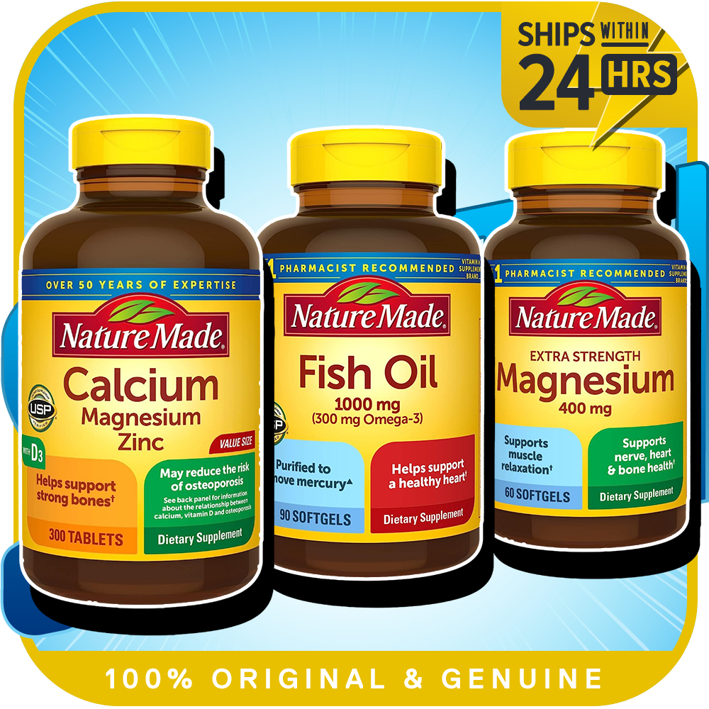 Nature Made Fish Oil 1000mg Omega 3 / Calcium Magnesium Zinc D3 / Extra