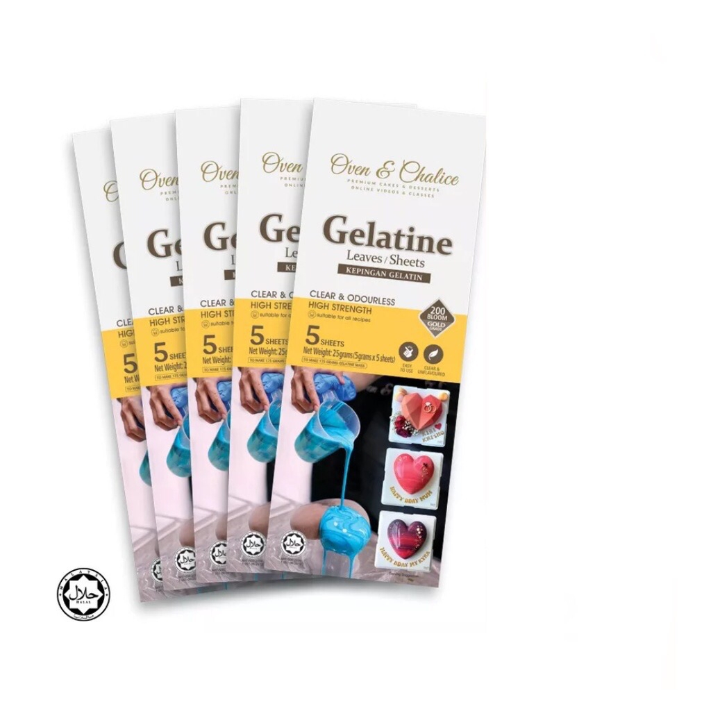 Gelatine Leaves /Sheets (200 Bloom) (Gold Grade) [Halal] Clear
