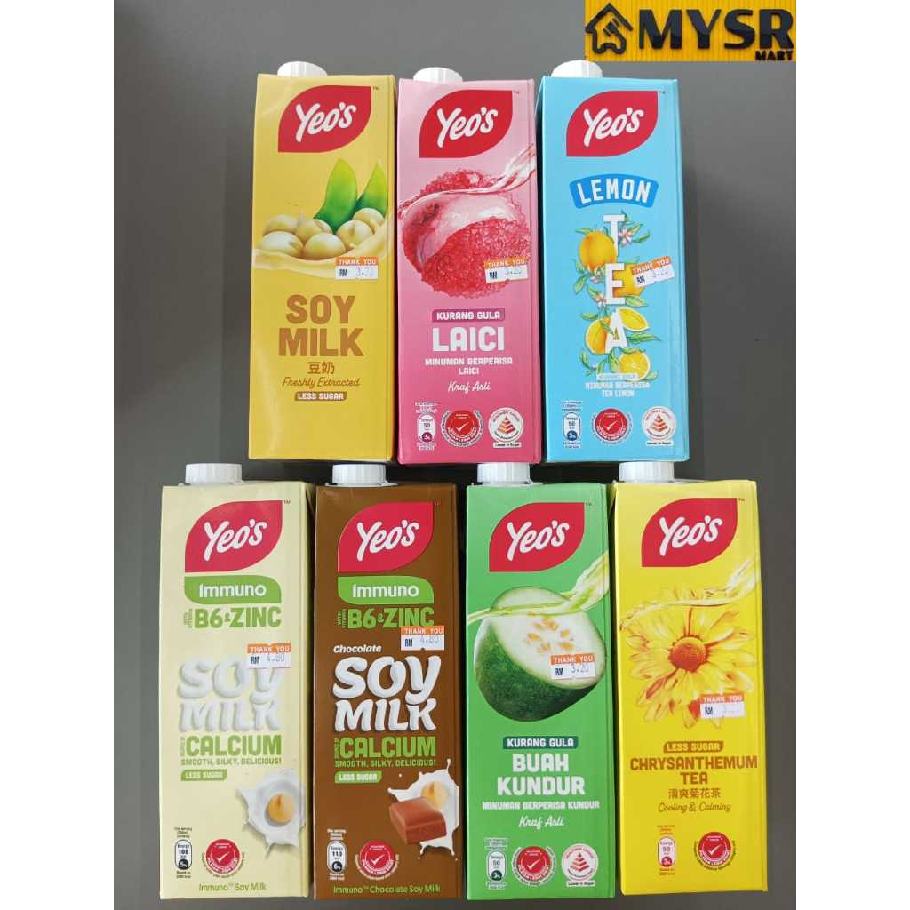 YEO'S 1L SOY MILK,LAICI,LEMON TEA,CHRYSANTHEMUM TEA,BUAH KUNDUR,IMMUNO ...