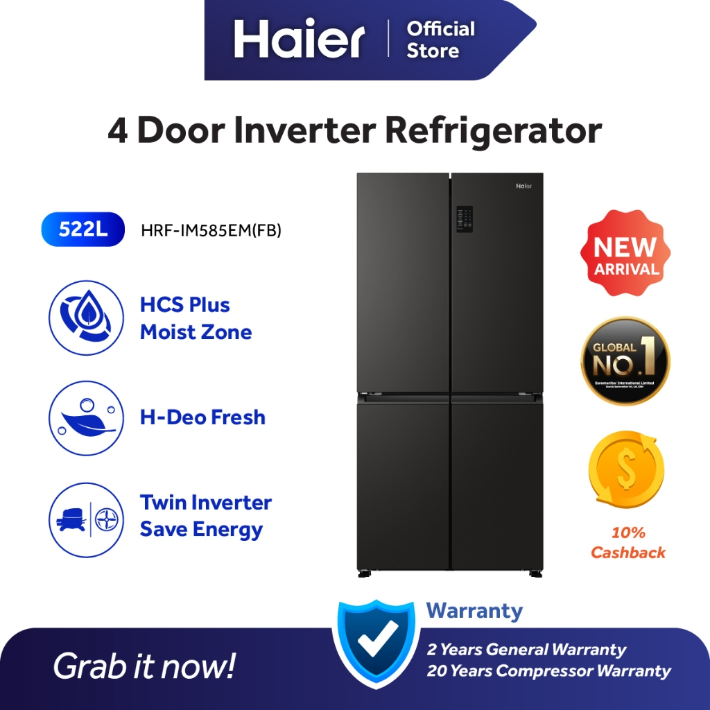 Haier 522L 4 Door Refrigerator Twin Inverter Wet & Dry Zone Fridge HRF ...