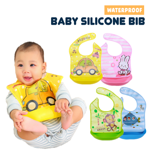 Waterproof Silicone Baby Bib Washable Roll Up Crumb Catcher Eating ...