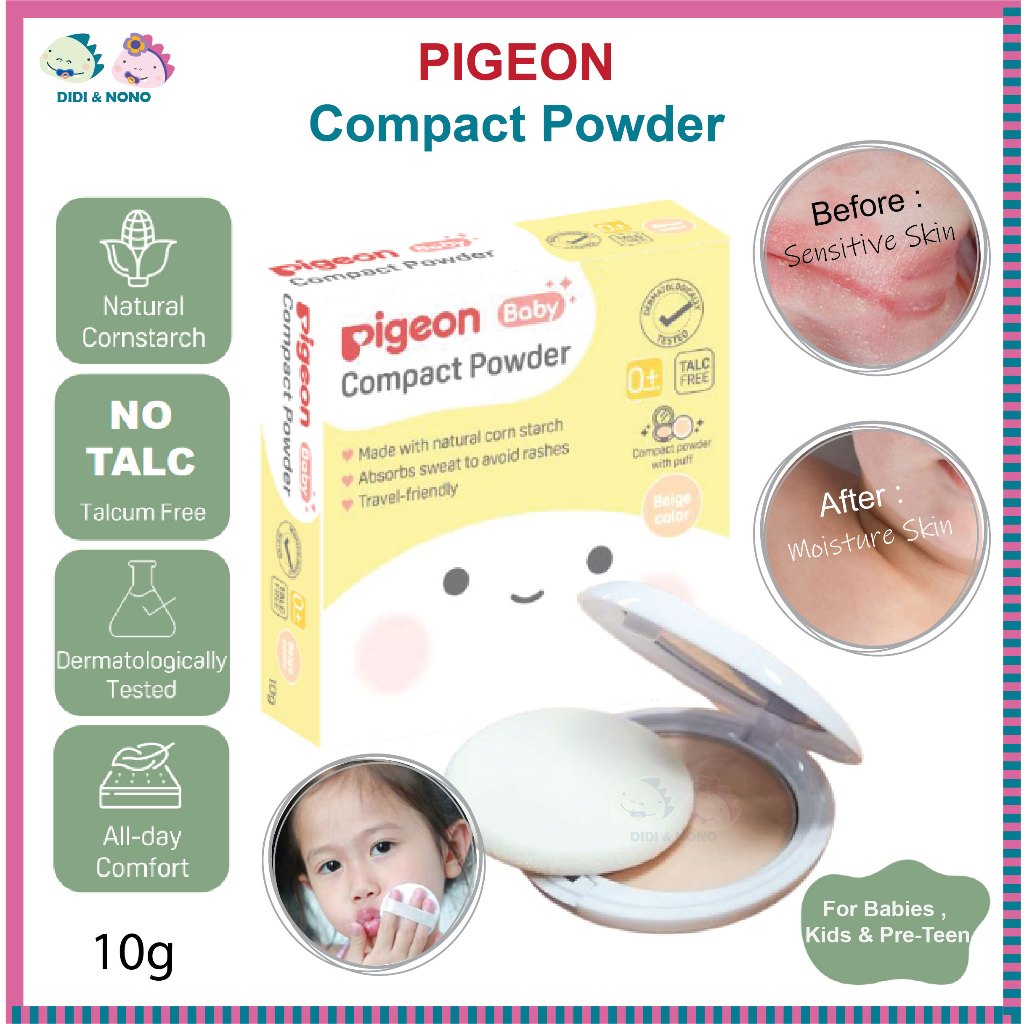 Pigeon Baby Powder Compact Powder CornStarch 10g Bedak Muka Baby Kidso ...