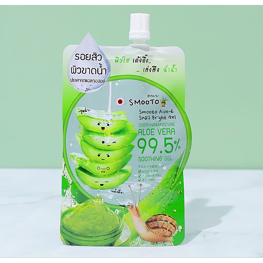 Smooto Aloe-E Snail Bright Gel Alo Vera 99.5% Suitable for Dehydrated ...
