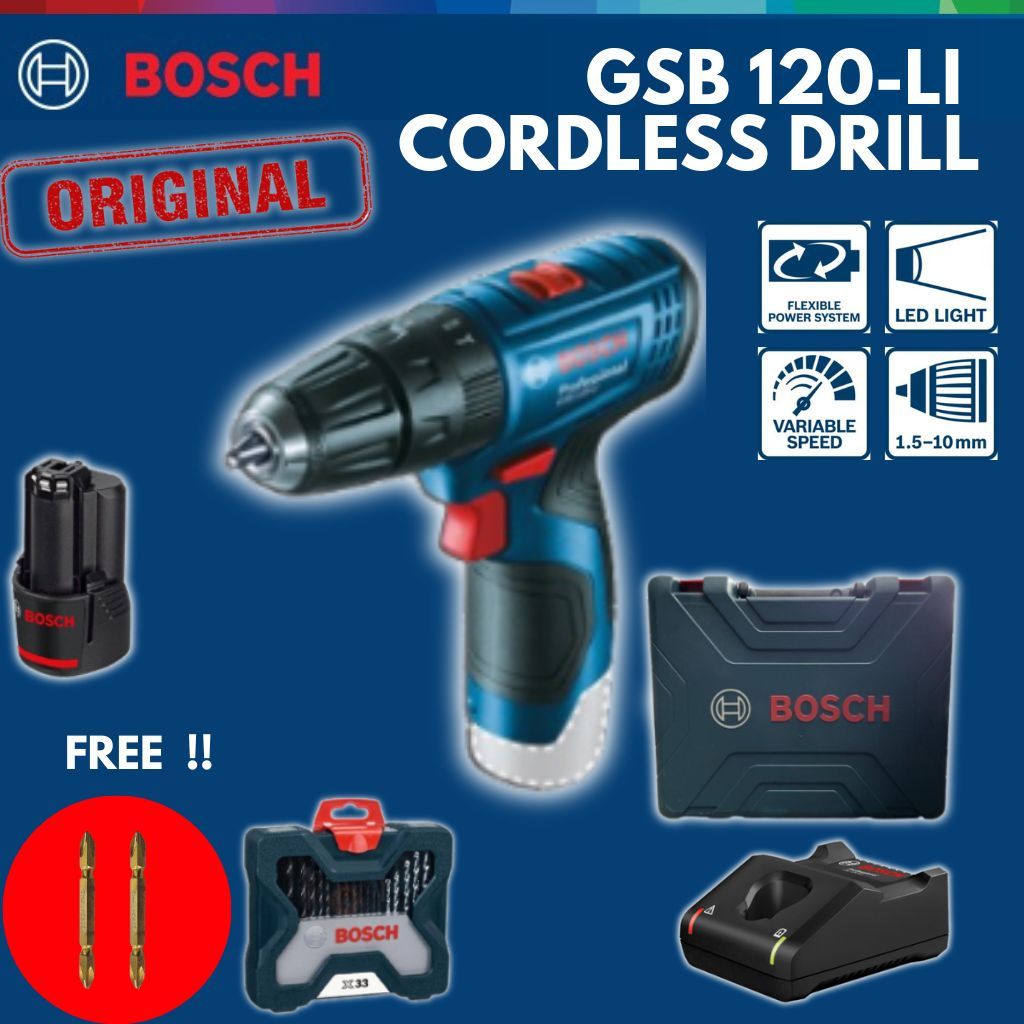 Bosch Impact Cordless Drill / Screwdriver GSB 120 LI | Shopee Malaysia