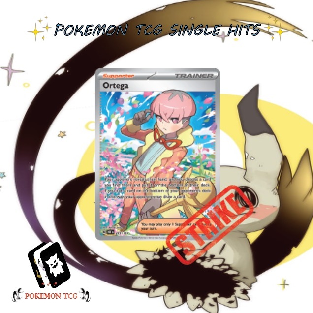 Pokemon Single Hit card English 12 - ORTEGA Full Art Secret Rare 219/ ...