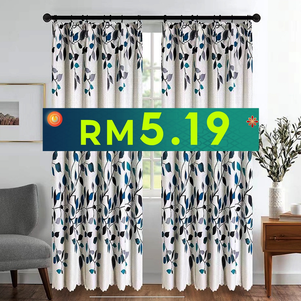 2024 Langsir Tingkap Murah Hook & Rod 2IN1 Type Modern Langsir Sliding