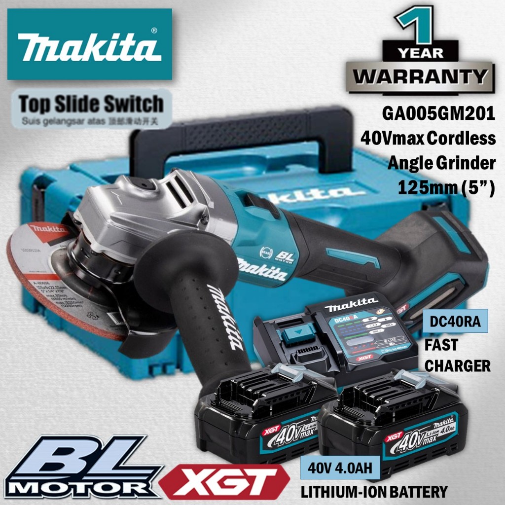 MAKITA GA005GM201 / GA005GD201 / GA005GZ 40Vmax Cordless Angle Grinder ...