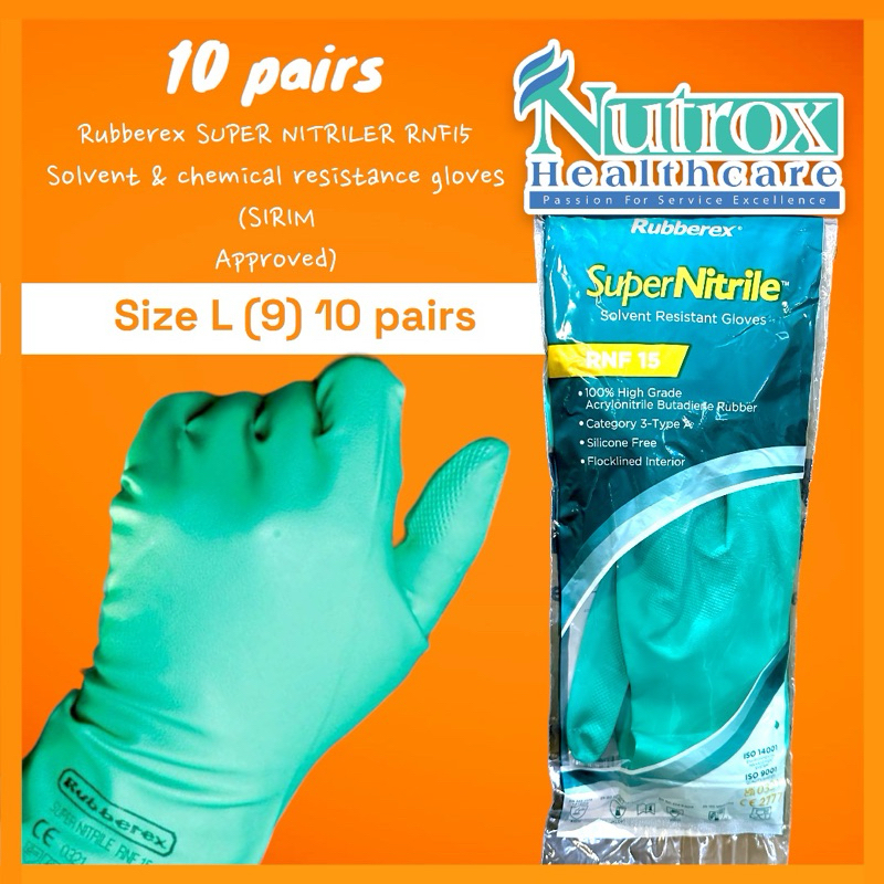 SUPER NITRILE® RNF15 Solvent Chemical resistance gloves 10 pairs