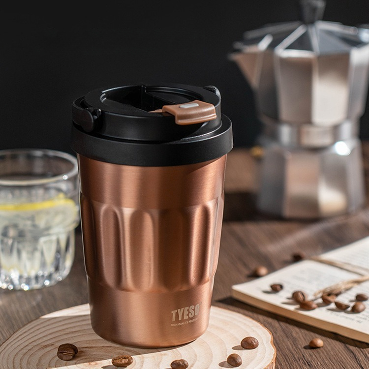 TYESO Portable 304 stainless steel retro insulated coffee cup, office ...