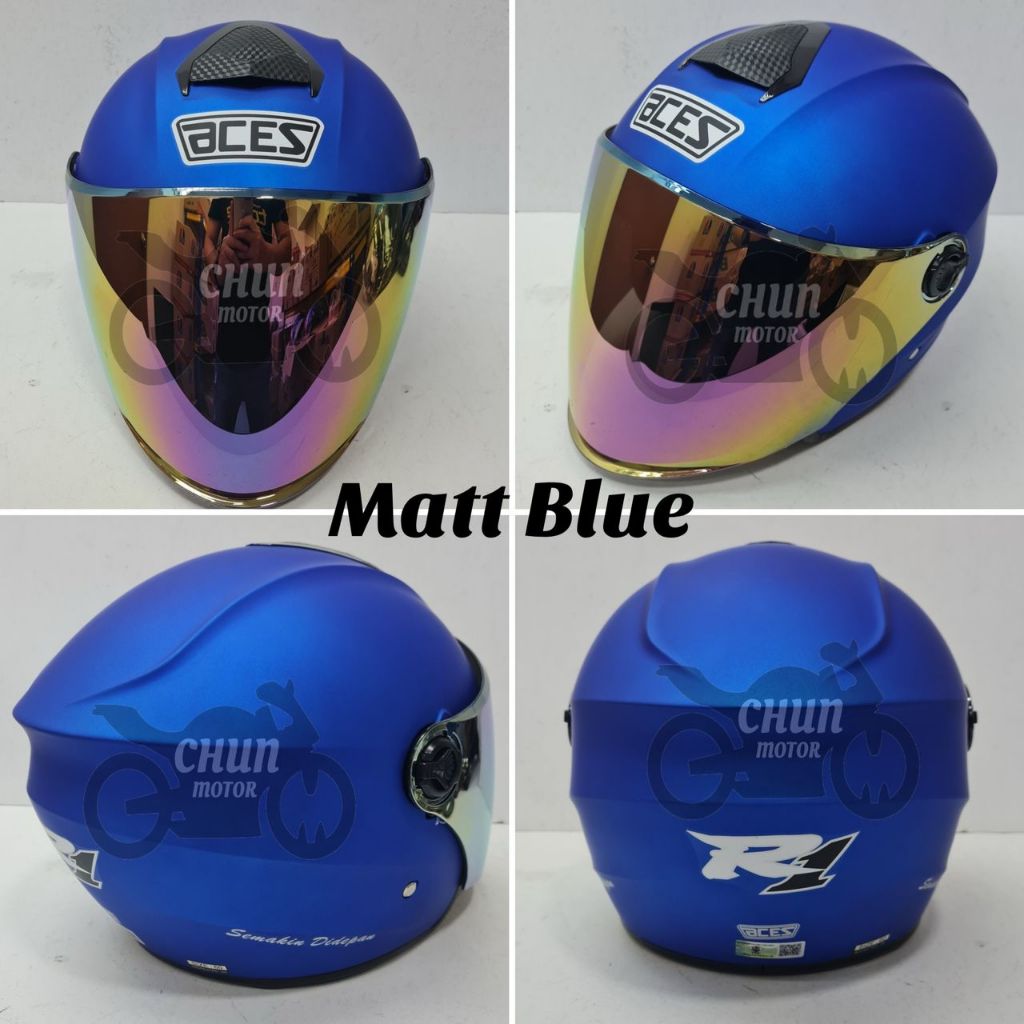 Original Aces R1 Open Face Helmet with Rainbow Visor / Tinted Smoke ...