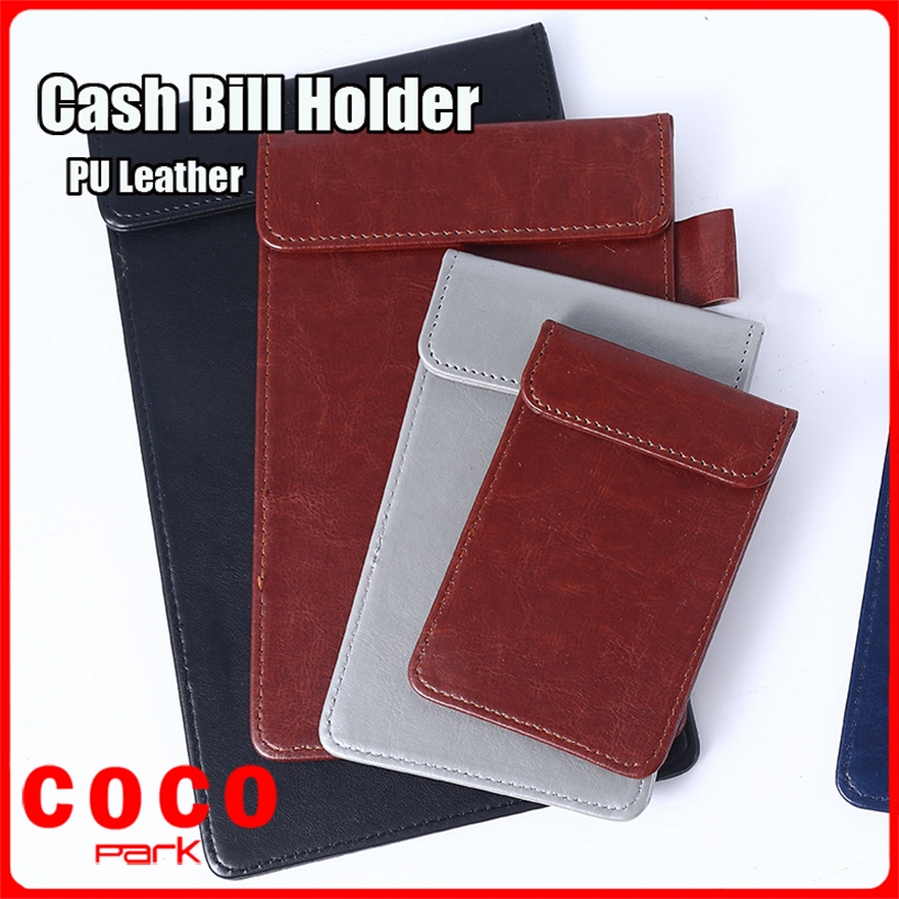 Menu Cash Bill Holder Receipt Pay Bill Folder PU Leather Magnetic ...