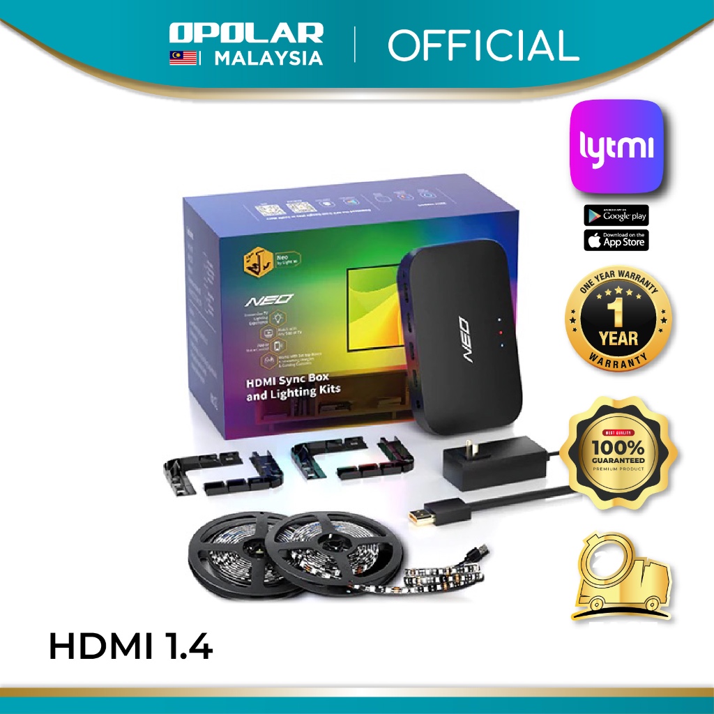 Lytmi Neo Immersion TV LED HDMI 1.4 UK Adaptor Backlights with Sync Box ...