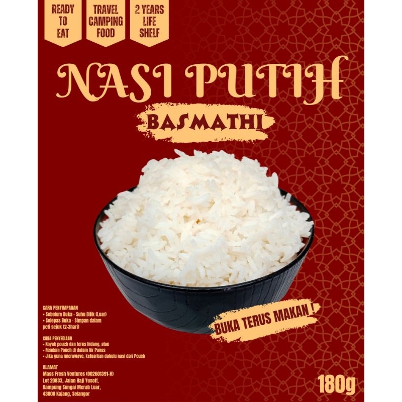 Nasi Putih Basmathi (Ready-To-Eat) 180g by Nasi Lemak Maklong Sg Merab ...