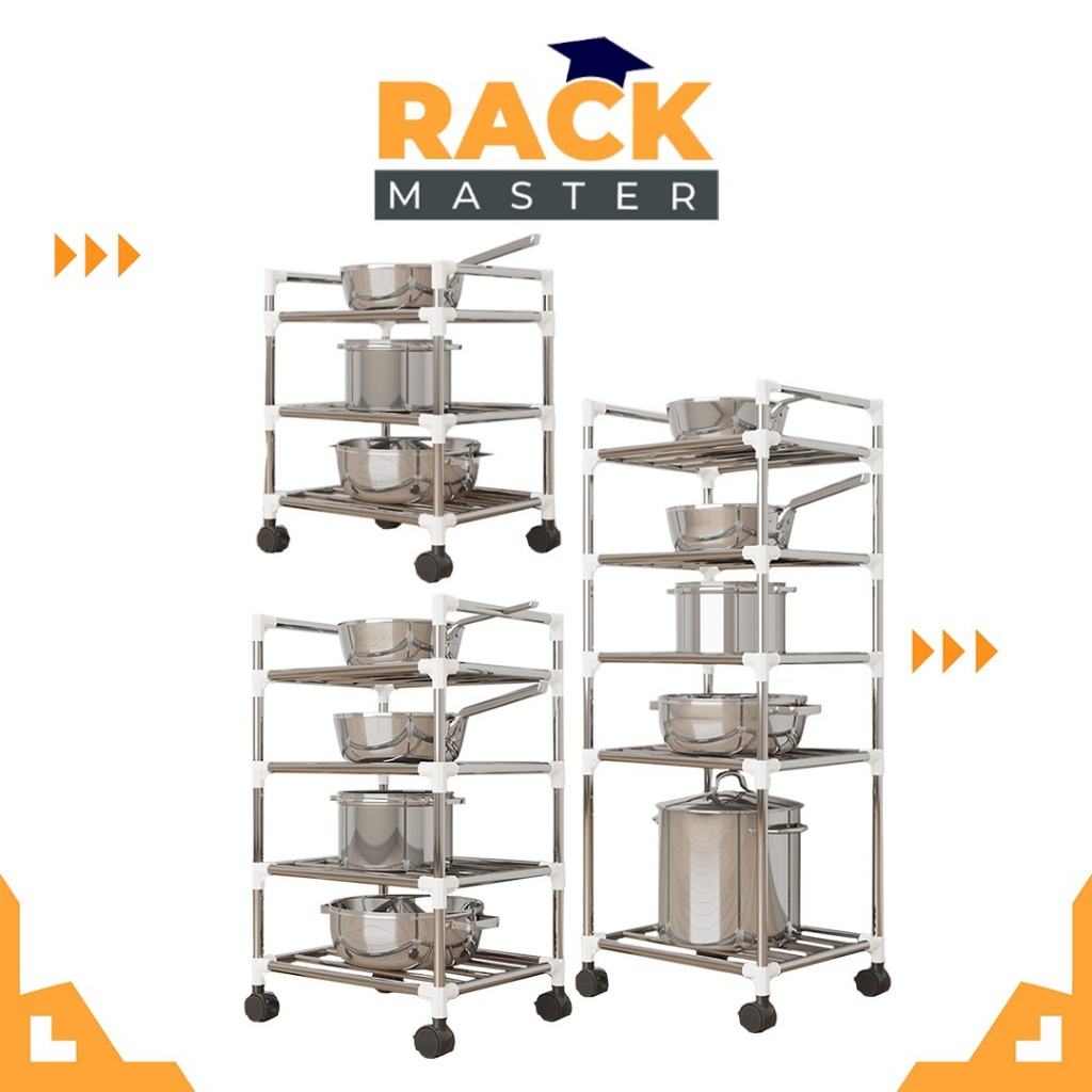 𝗥𝗔𝗖𝗞 𝗠𝗔𝗦𝗧𝗘𝗥 Multifunction Kitchen Shelf with Trolley Pot Rack Kitchen ...