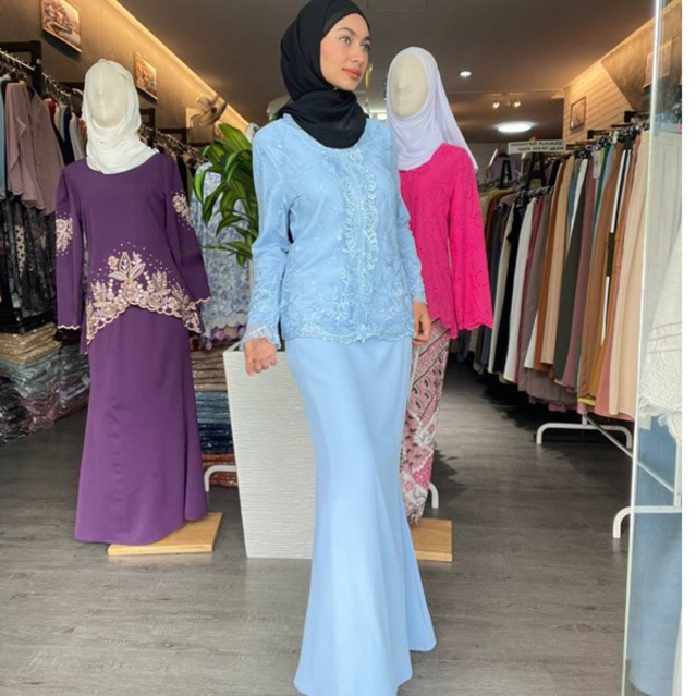 PUTERI KURUNG LACE BAJU RAYA 2024 BAJU RAYA SAGE GREEN BAJU KURUNG ...