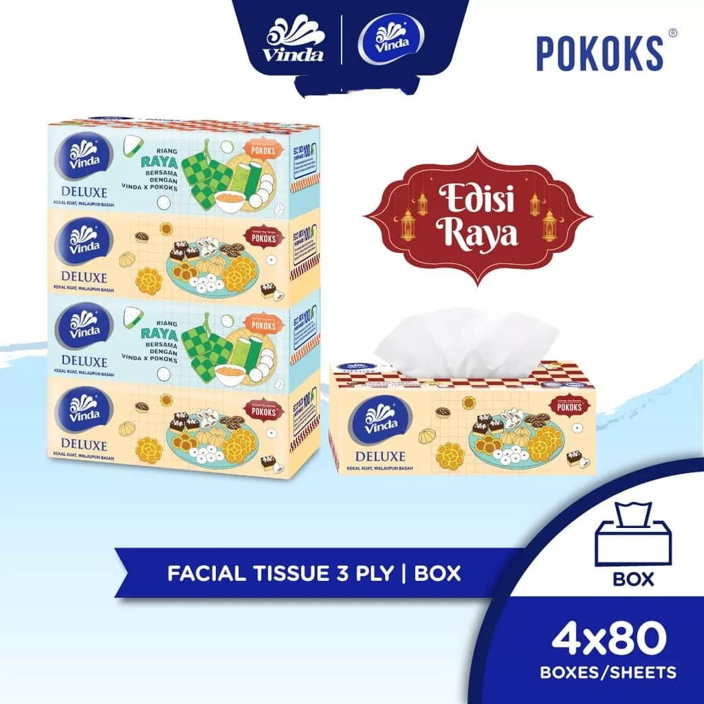 Vinda Deluxe Facial Tissue Large 3ply Raya Limited Edition (4x110s ...