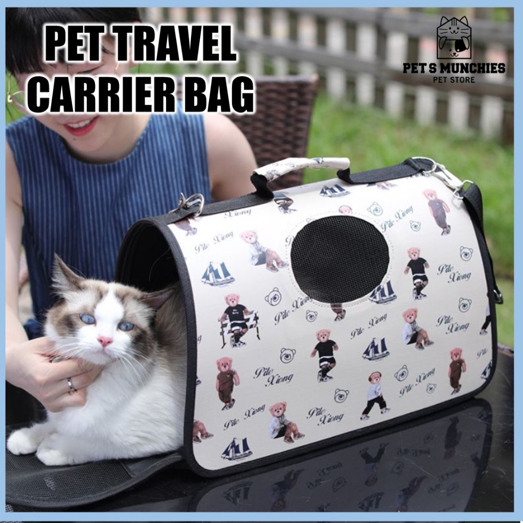 Large Pet Travel Bag Cat Carrier Bag Foldable Cat Bag Travel Essentials ...