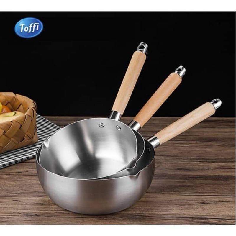 TOFFI~ Saucepan Stainless Steel wood Handle/ Glass Lid/ Periuk Dengan ...