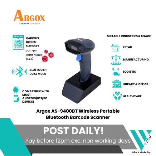 Argox AS-9400BT Wireless Portable Bluetooth Barcode Scanner | Shopee ...