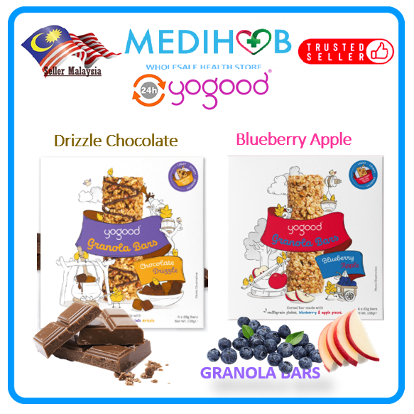 YOGOOD Granola Bars Chocolate Drizzle / Blueberry Apple (138g) Shopee