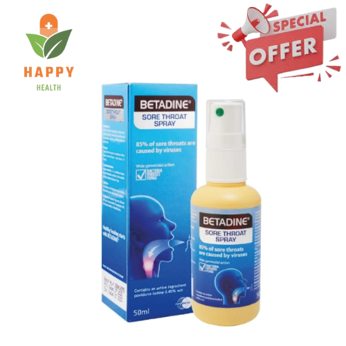Spray Mal De Gorge BETADINE - 50ml Pour Douleur Et Gonflement - Fabriqué à Chypre