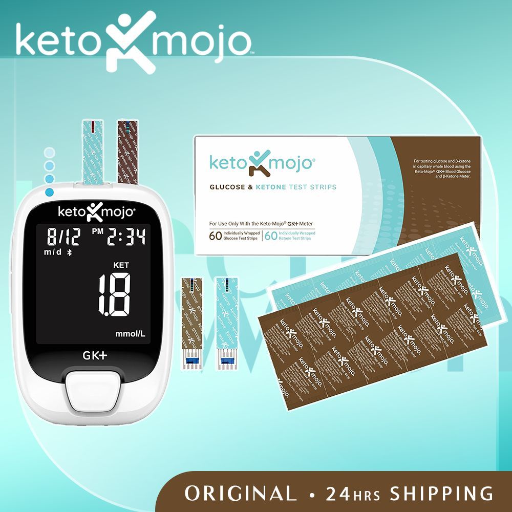 READY STOCK KETOMOJO GK+ Bluetooth Glucose & Ketone Testing Kit + Free
