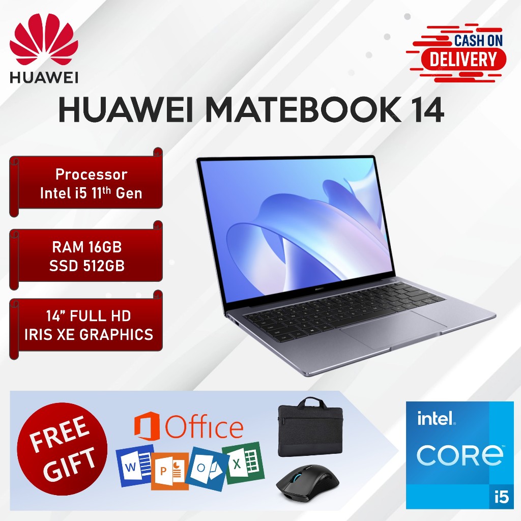 Huawei Matebook 14 Laptop i5 11th Gen 16GB RAM 512GB SSD 14 Inch Full ...