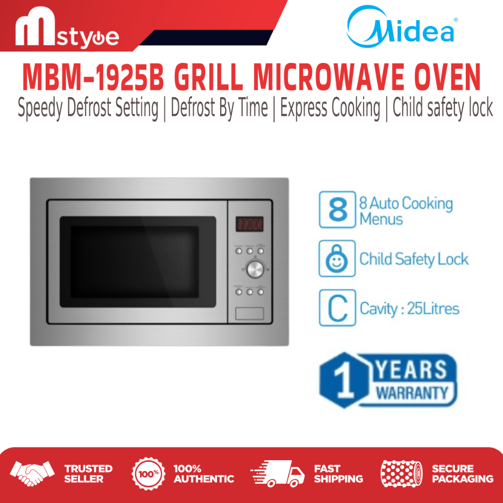 Midea BuiltIn Microwave Oven With Grill (25L) MBM1925B Builtin