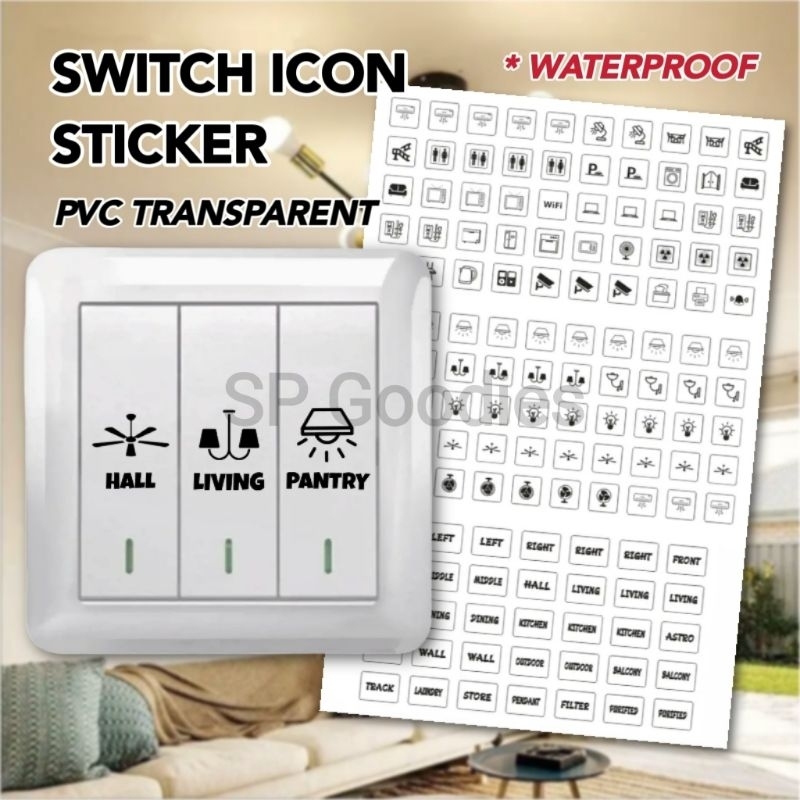 Minimalist Switch Icon Sticker / Electric Electrical Waterproof Label ...