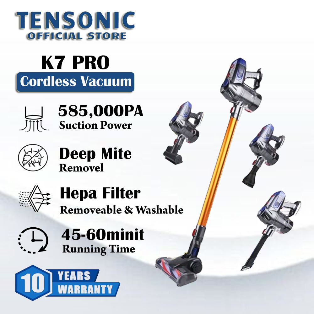 TENSONIC Cordless Vacuum cleaner Strong Suction Noiseless Vacuum