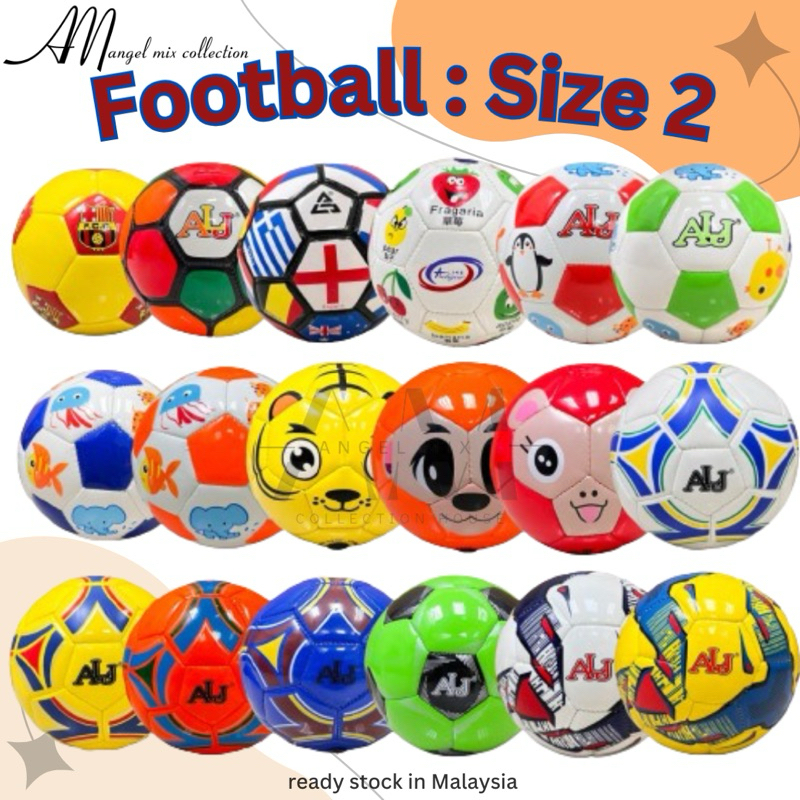 Ready Stock !!! Size 2 Kids Football PU Leather Kids Soccer Ball