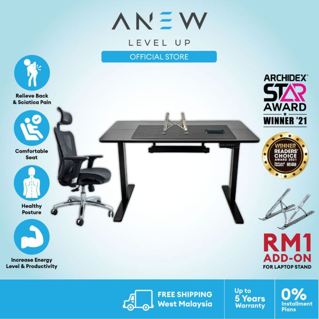 ANEW Standard Smart Desk and Ergonomic Chair Ultimate Set Office Table ...