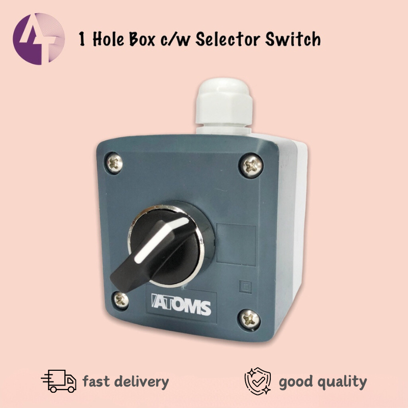 ATOMS 1 Hole Box c/w SCHNEIDER Heavy duty On/Off Selector Switch, 22mm ...