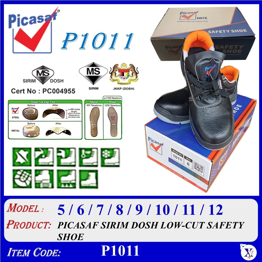 P1011 Picasaf Sirim Dosh Low Cut Safety Shoe Sirim Approve Safety Boots P1011 Safety 8819