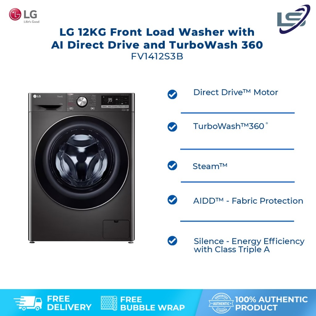 Lg 9kg 12kg 15kg Front Load Washing Machine With Ai Direct Drive And Turbowash Fv1409s4w 7224