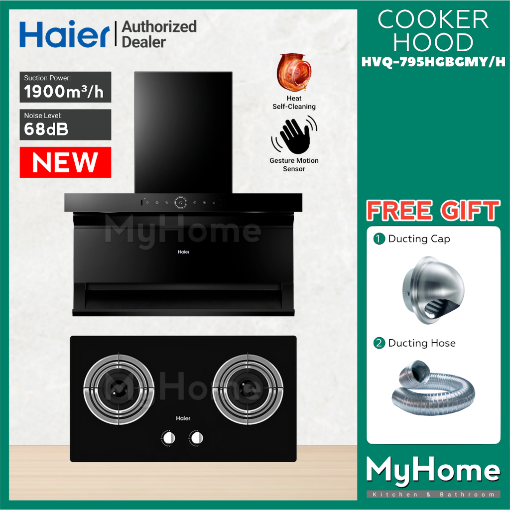 HAIER HVQ-795HGBGMY/H Cooker Hood Kitchen Hood With Gas Cooker Hob ...