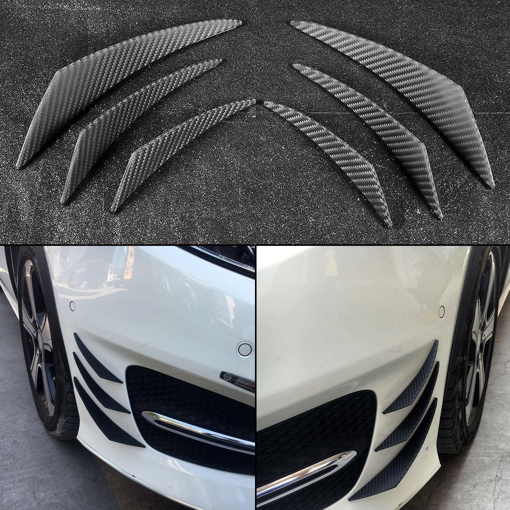 6Pcs Carbon Fiber Style Car Universal Front Bumper Lip Splitter Body ...