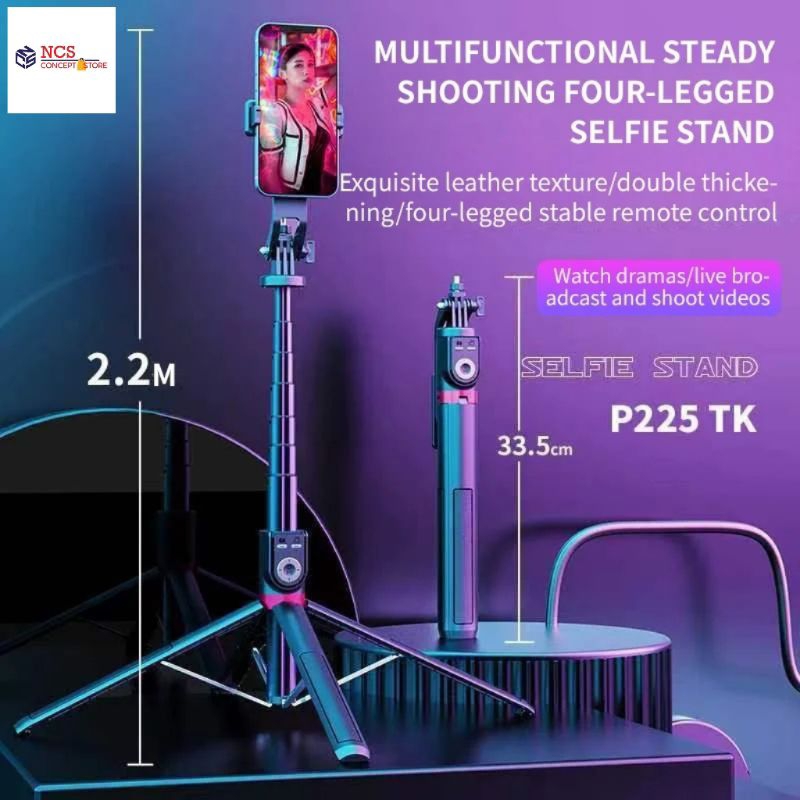 NEW P225 TK Selfie Stick 2.2M Super Long Phone Tripod Wireless ...
